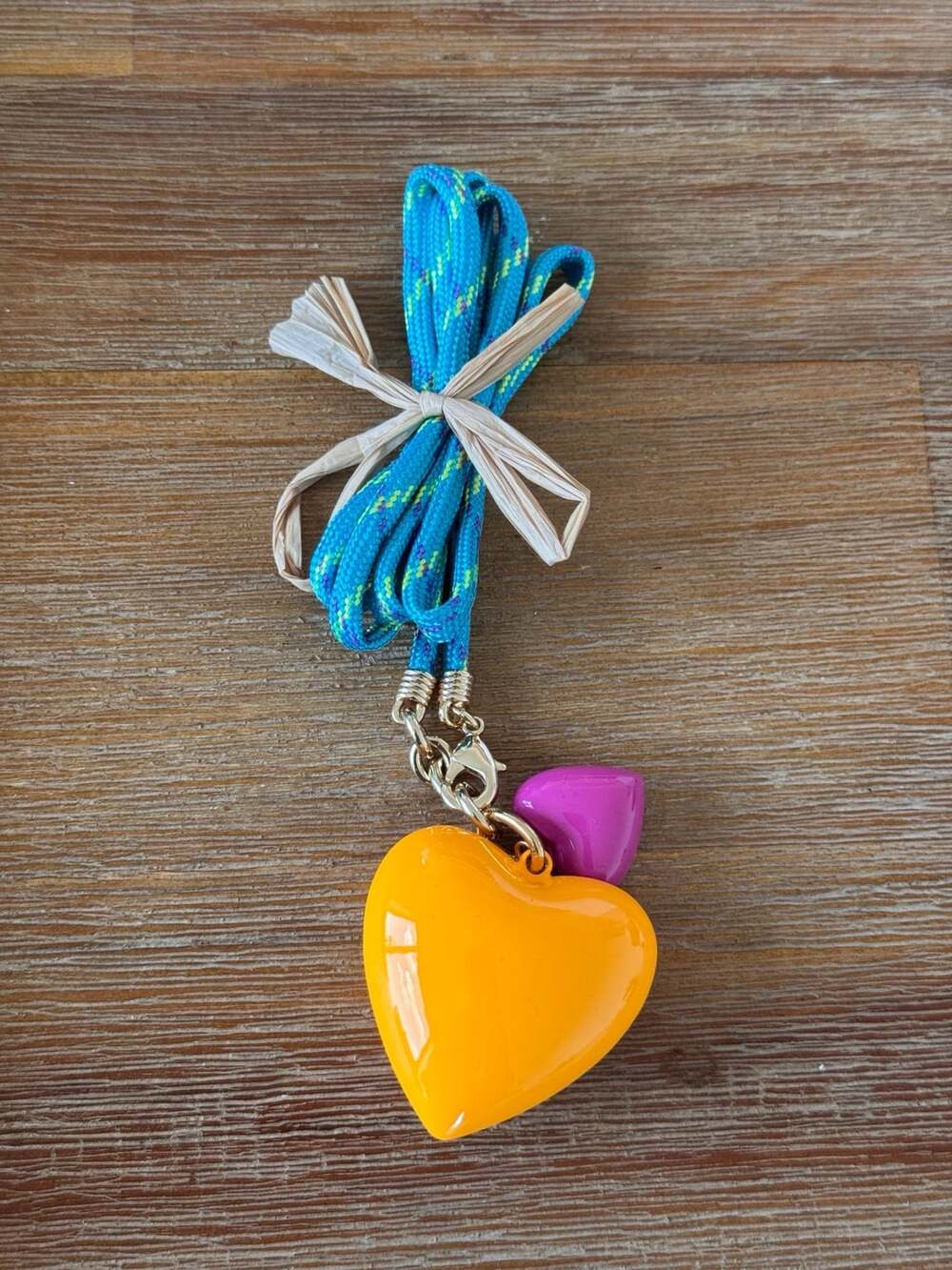 The Happy Cord Long Big Double Heart Necklace –